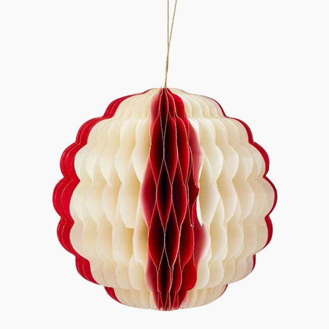 Maxi boule ondulée en papier Couleur rouge <span itemprop=