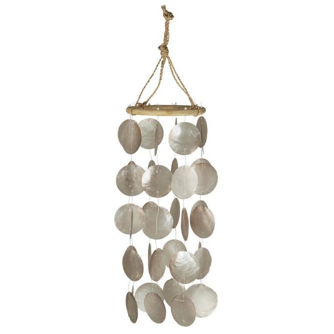 Carillon à vent coquillages Couleur gris clair <span itemprop=