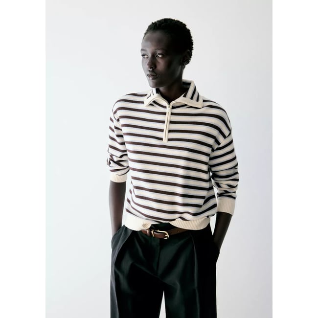 Pull-over rayures col montant - MANGO