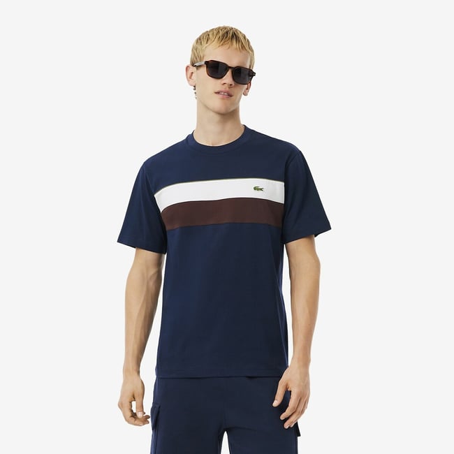 T-shirt jersey color-block bleu-6wz <span itemprop=