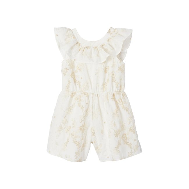 Combishort cérémonie brodé fleurs irisées blanc <span itemprop=