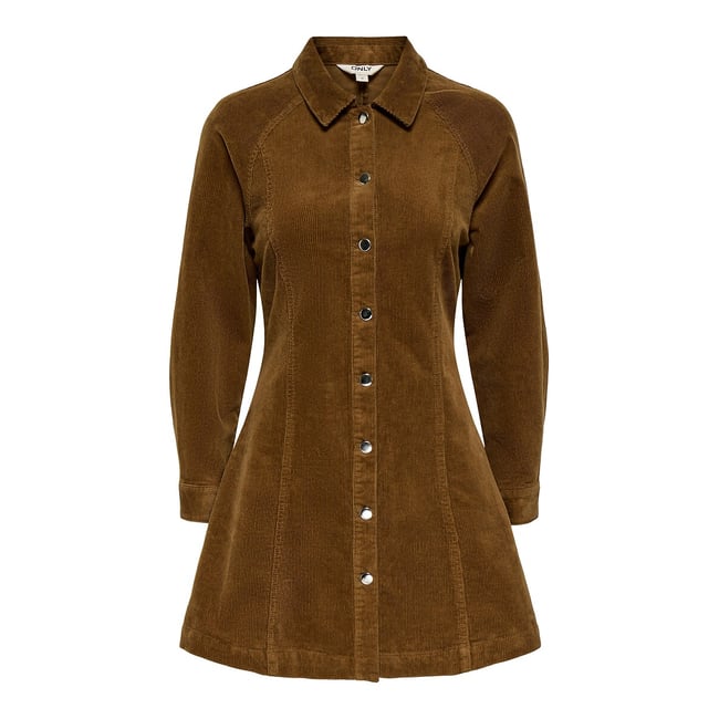 Vestido camisero de pana camel <span itemprop=