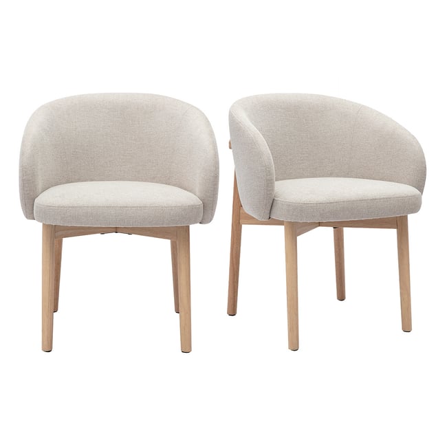 Chaises en tissu effet velours texturé beige et bois clair (lot de 2) TORVI Couleur beige <span itemprop=