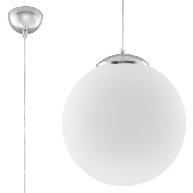 Suspension Acier Blanc/Chromé E27 1 Ugo 40 Couleur blanc <span itemprop=