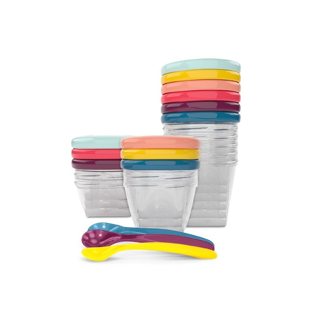 Pots de conservation Babybol avec cuillères transparent <span itemprop=