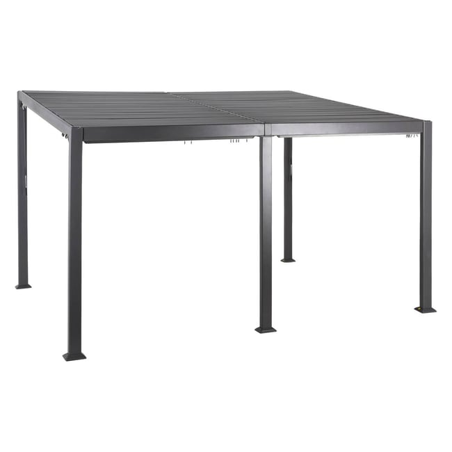 Pergola bioclimatique en aluminium toit incliné 6x3,5m AVILA gris graphite <span itemprop=