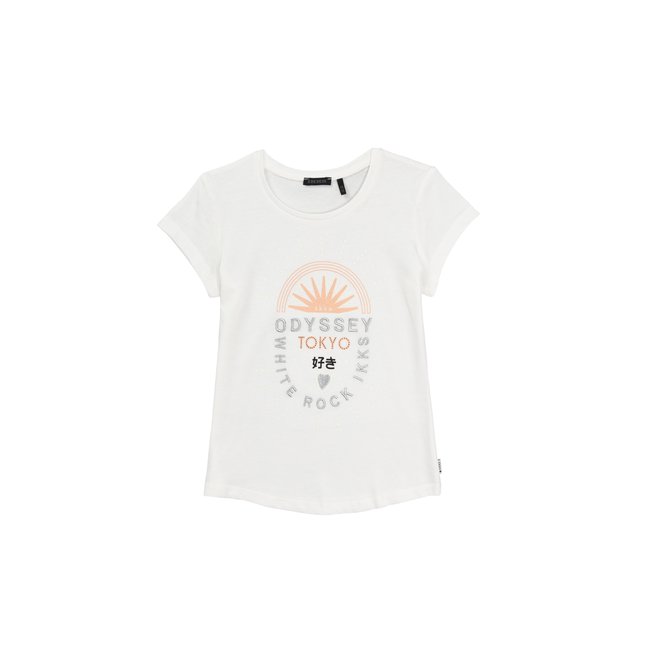 T-shirt coton bio message brodé silver ecru <span itemprop=