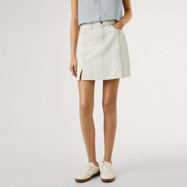 Jupe Courte En Denim Coupe Regular 12- oz rigid denim <span itemprop=