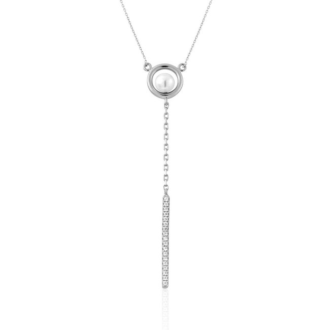 Collier en argent 925 et perle de culture argent et blanc <span itemprop=