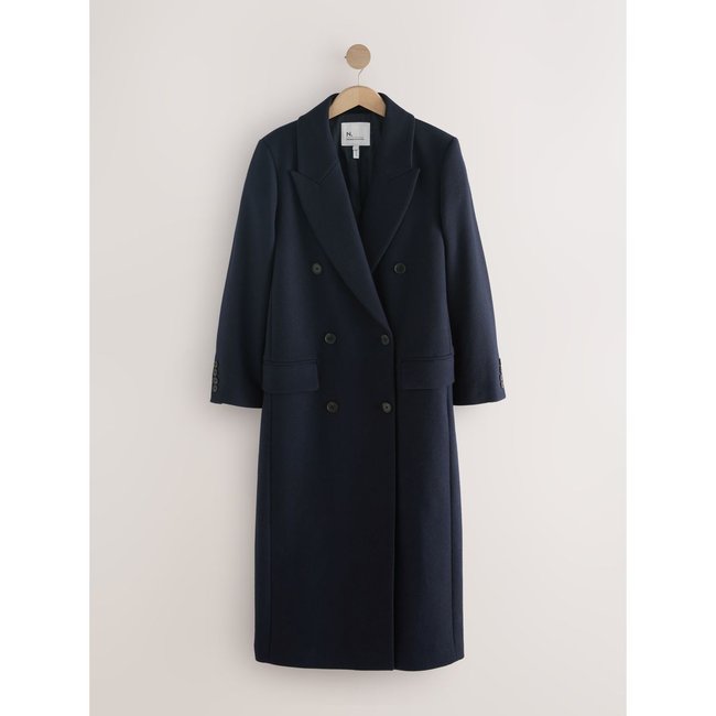 Manteau long en laine mélangée n. premium bleu marine <span itemprop=