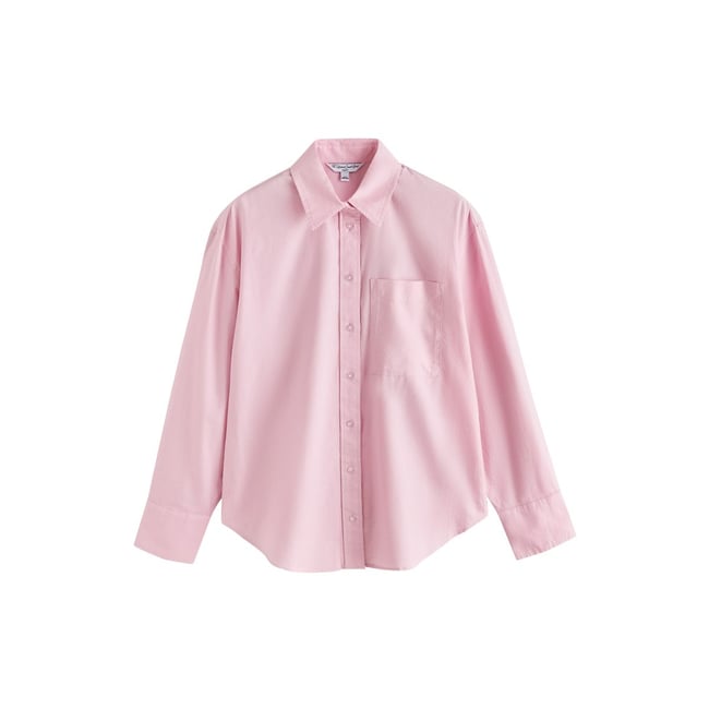 Chemise à manches longues en coton rose <span itemprop=