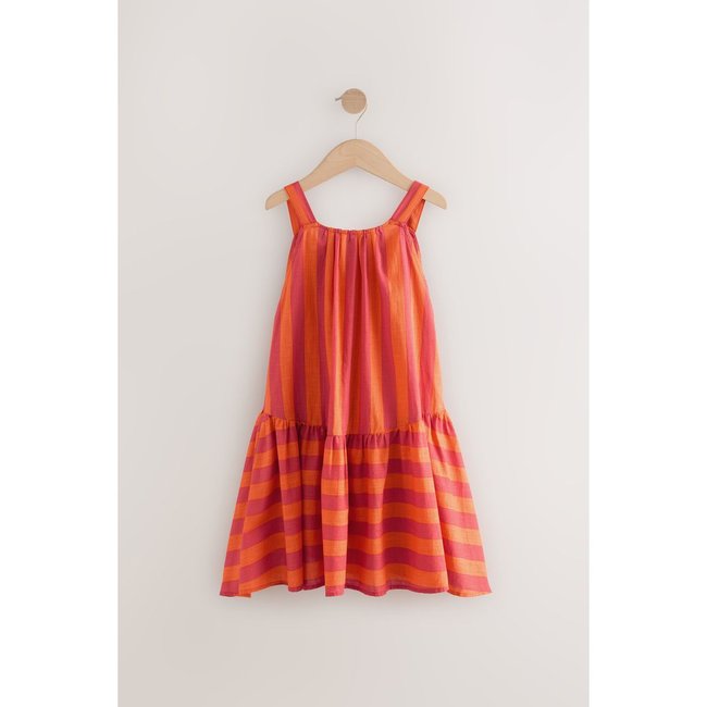 Robe d'été rouge/orange à rayures <span itemprop=