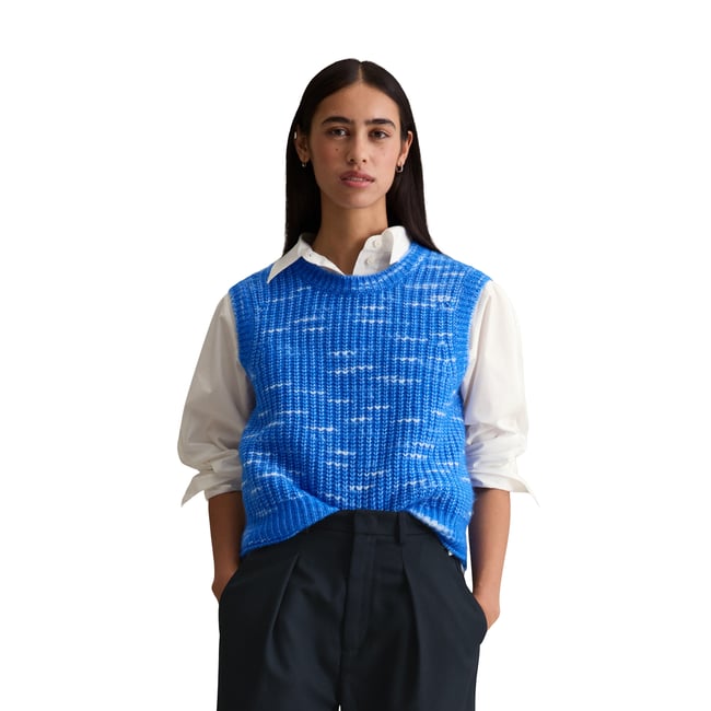 Pull-over loose en doux mélange de laine vierge bleu moyen <span itemprop=