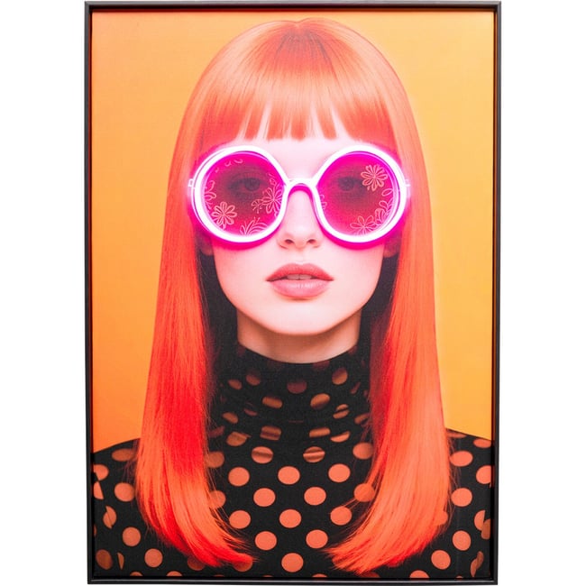 Tableau LED lunettes de soleil fleurs Couleur orange <span itemprop=
