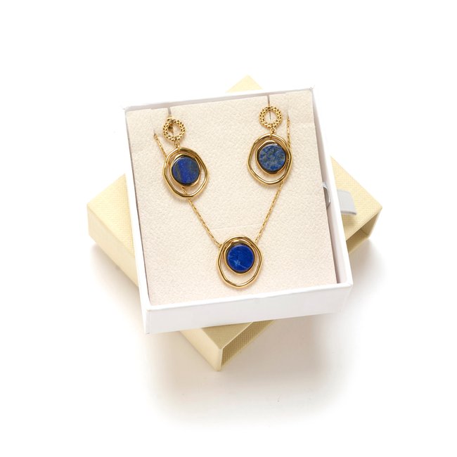 Parure collier et boucles d'oreilles doré <span itemprop=