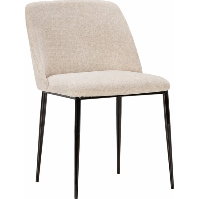 Chaise en tissu texturé et métal Couleur beige et noir <span itemprop=