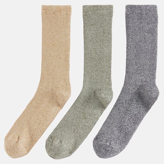 Lot de 3 paires de chaussettes chinées kaki + marine + beige <span itemprop=