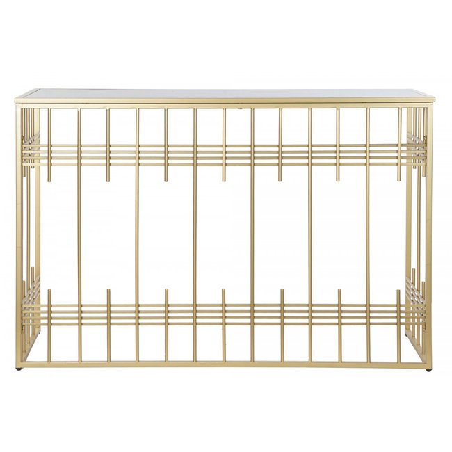 Console en Métal Doré et Plateau Verre Noir -  120x40x81cm Couleur doré <span itemprop=