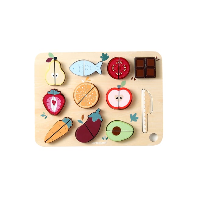 Puzzle fruits à découper en bois FSC® beige <span itemprop=