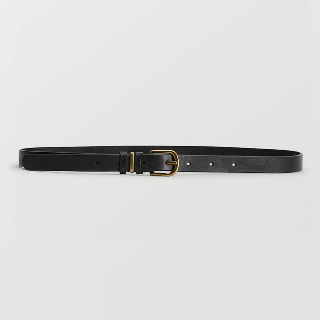 Ceinture en cuir avec passant en métal - MONOPRIX