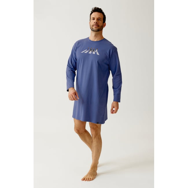 Maxi Tee-Shirt en jersey de coton épais imprimé A'Bear Road bleu <span itemprop=