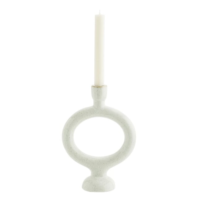 Bougeoir grès Couleur blanc <span itemprop=