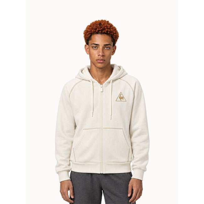 Veste zippée à capuche Le Coq Sportif x Maradona en molleton LCS CUP white <span itemprop=