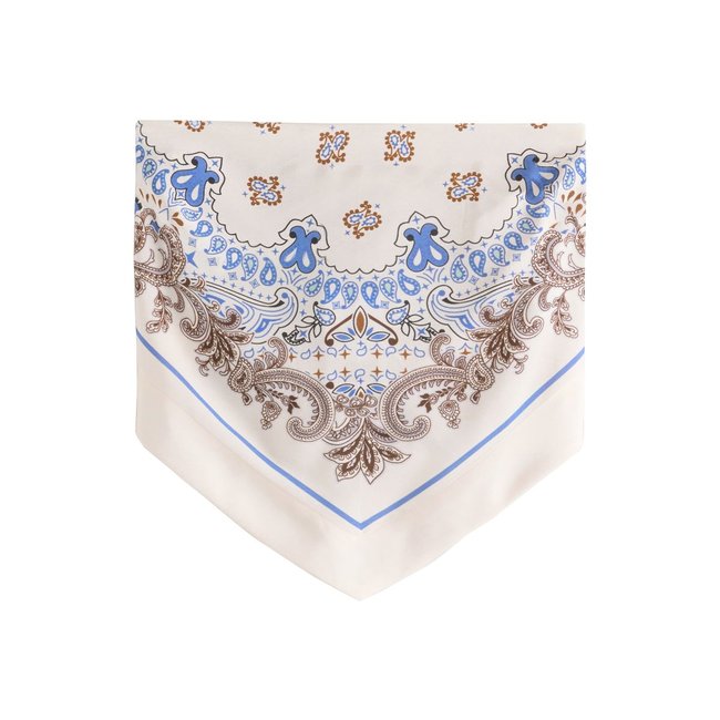 Top bandeau à ourlet mouchoir crème/bleu cachemire <span itemprop=