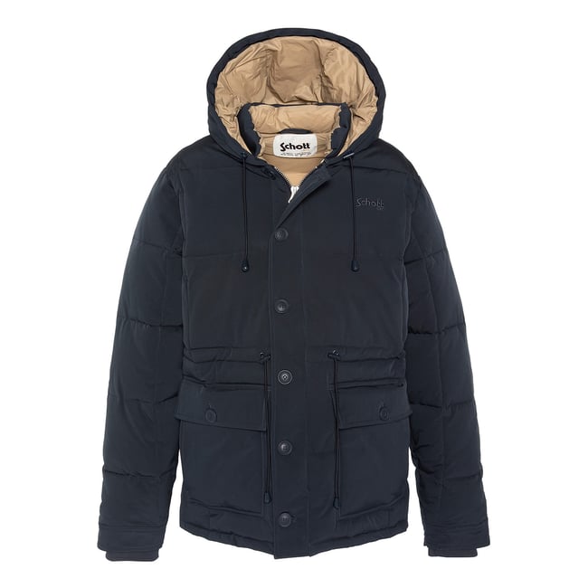 Parka outdoor à capuche bleu marine <span itemprop=