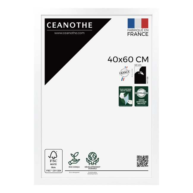 Cadre Photo 40x60 Cm Résine Recyclée NORA Couleur blanc <span itemprop=
