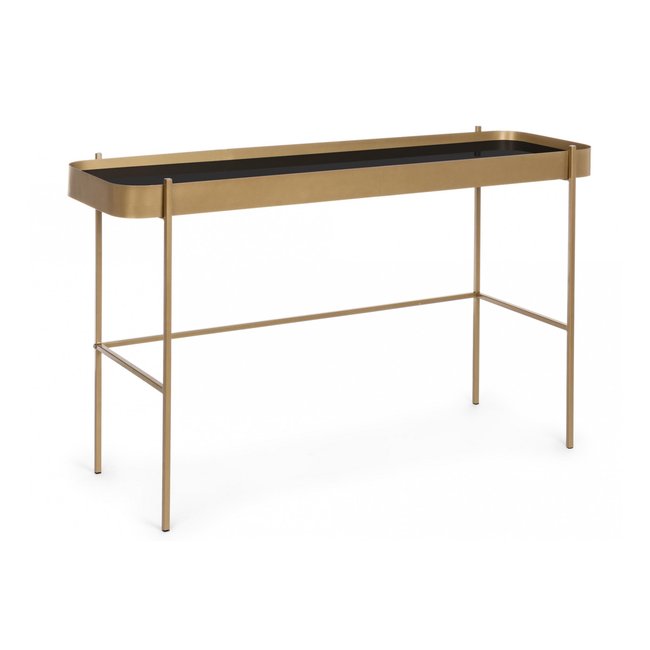 Console en verre et métal - ORIENT Couleur or <span itemprop=
