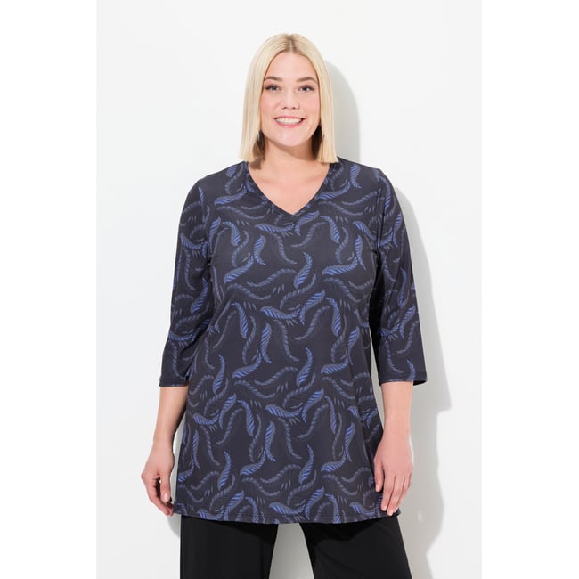 T-shirt long avec motif noir <span itemprop=