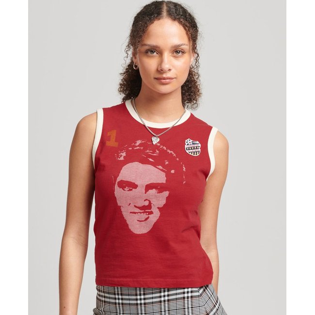 Débardeur écusson Ringspun motif Allstars EP Vintage réédition rouge universitaire <span itemprop=