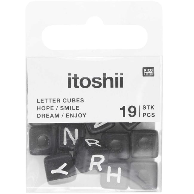 Itoshii parck de 19 perles ponii noires hope smile dream enjoy - RICO DESIGN