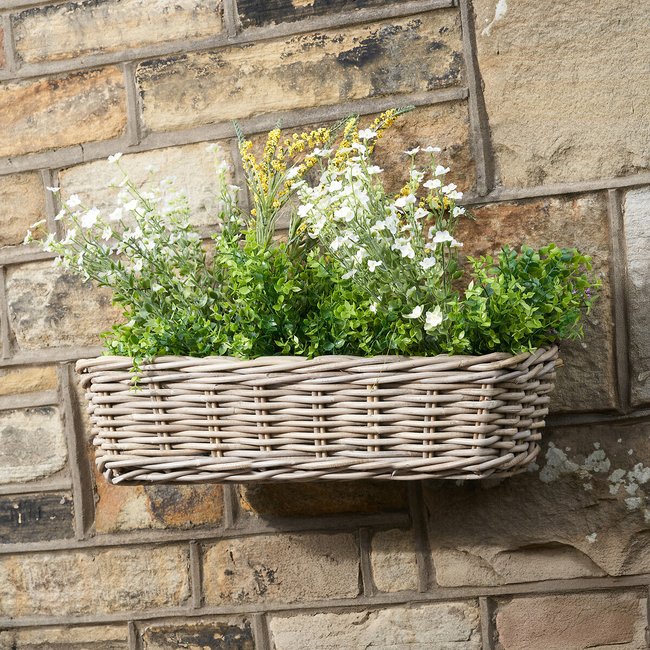 Indoor/Outdoor Kubu Large Wall Hanging Trough Planter, light grey, ÉDITÉ