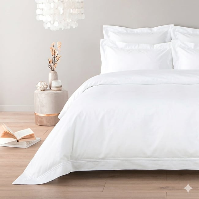 Parure satin de coton égyptien 320 fils - Taies carrées blanc CAP FERRAT v002227 <span itemprop=