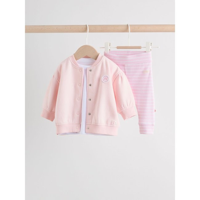 Veste, haut et legging bébé, 3 pièces rose/blanc <span itemprop=