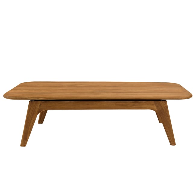 Table basse de jardin 130 cm en teck recyclé ORIA bois naturel <span itemprop=