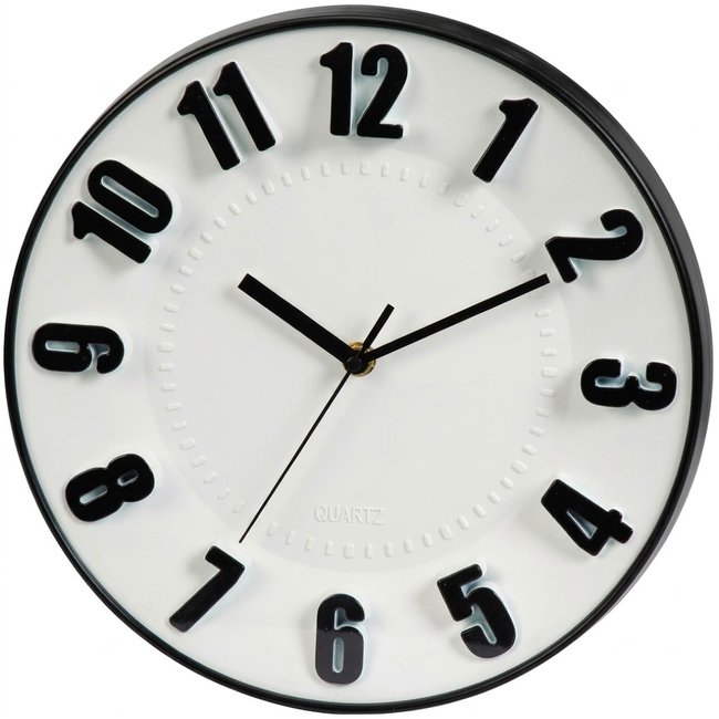 Horloge murale ronde noire et blanche 30x30x4.5cm Couleur beige <span itemprop=
