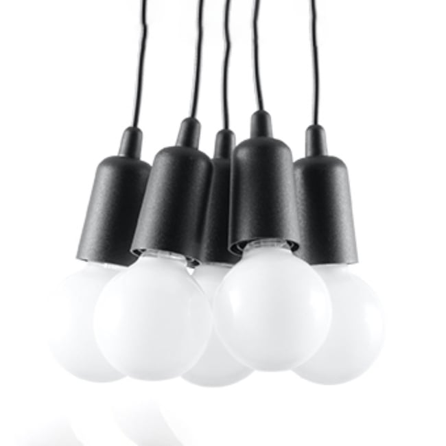 Suspension PVC Noir E27 5 Diego Couleur noir <span itemprop=