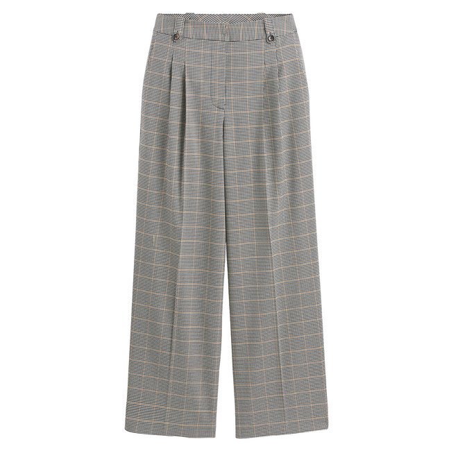 Wijde broek met pied-de-poule motief <span itemprop=