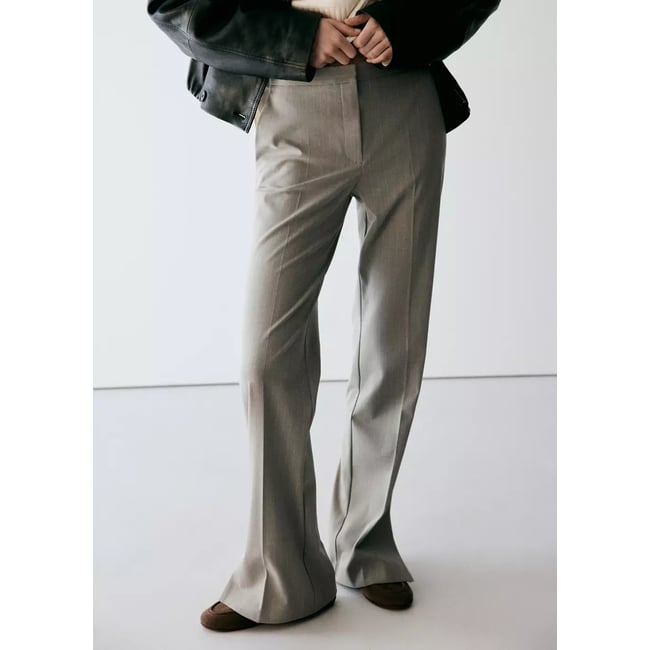 Pantalon costume droit rayures marron moyen <span itemprop=