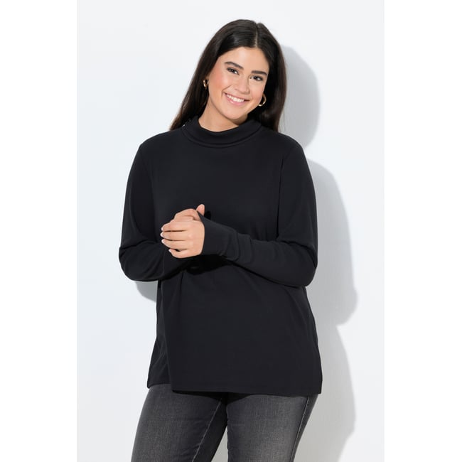 T-shirt à manches longues et col roulé en noir <span itemprop=