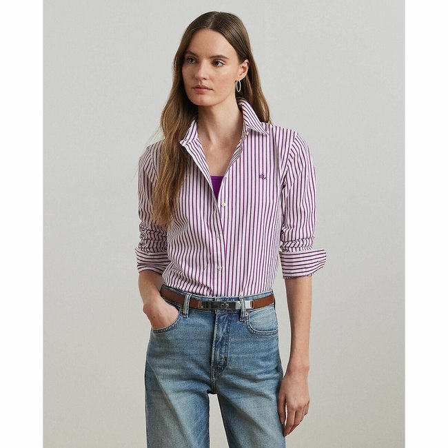 Camicia a righe con maniche lunghe viola/bianco LAUREN RALPH LAUREN