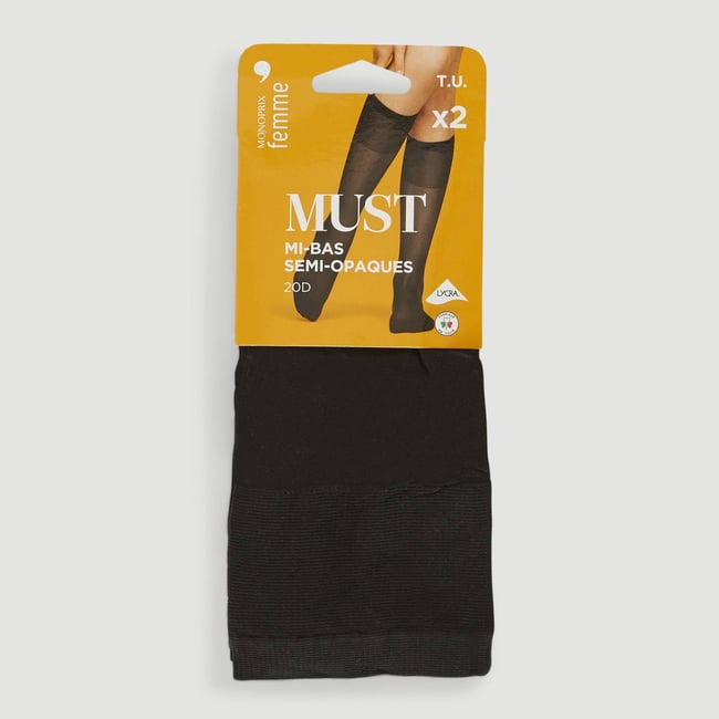 Mi-bas opaques x2 noir <span itemprop=