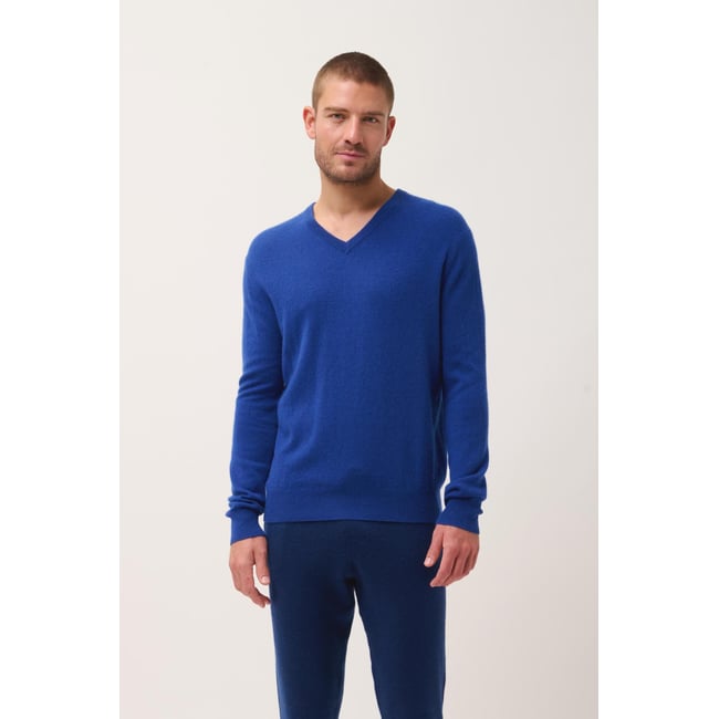 Pull Col V  Outremer Walt bleu foncé <span itemprop=