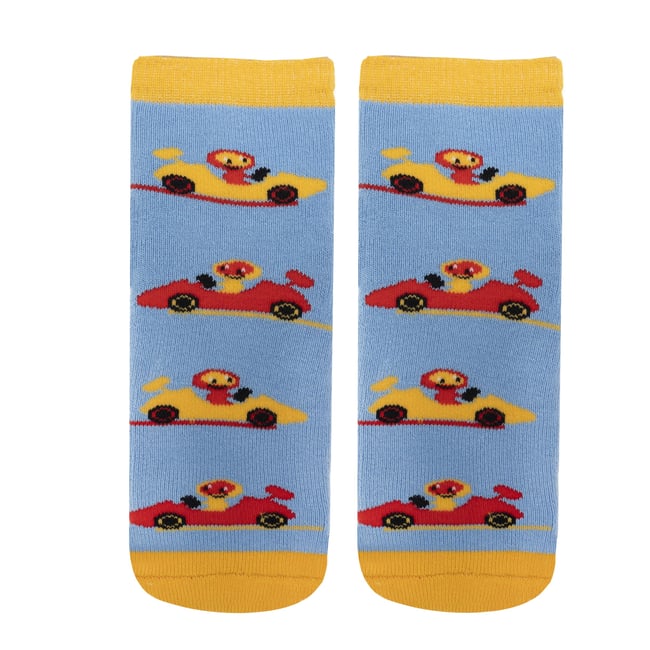Chaussettes anti-dérapantes coton, picots antidérapants bleu <span itemprop=