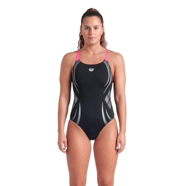 Bañador de 1 pieza Performance Maxlife negro/rosa <span itemprop=