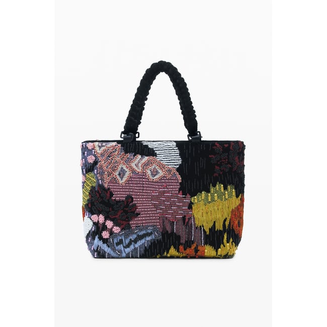 Sac à bandoulière moyen avec perles multicolore <span itemprop=