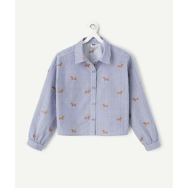 Camicia a maniche lunghe, a righe, con motivo animalier rigato blu/bianco TAPE A L'OEIL